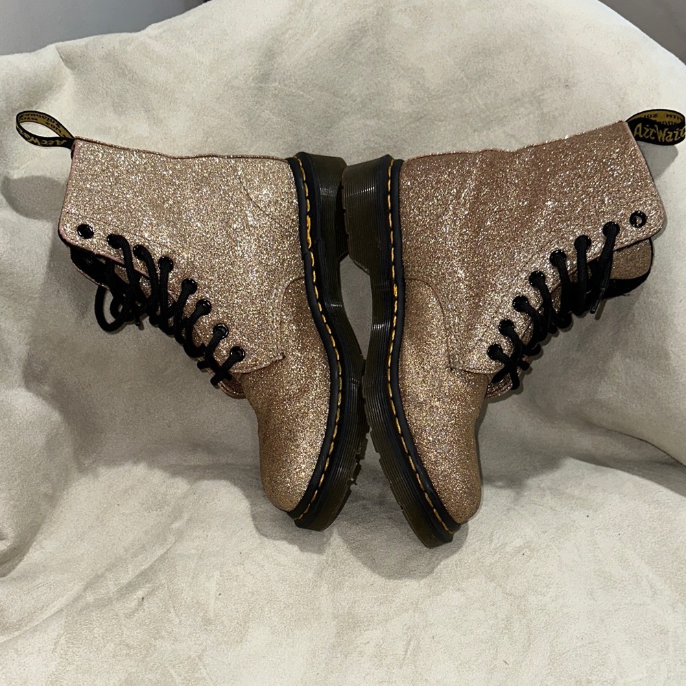 Dr. Martens 1460 Pascal Glitter Gold Combat Boots Us7 - Picture 10 of 16